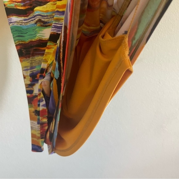 Monroe and Main abstract crossover midi dress size XL yellow business casual - Picture 5 of 9